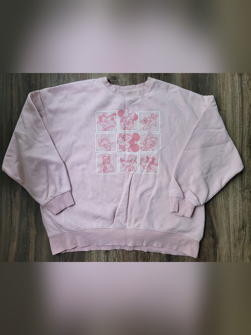 Pink Disney Character Grid Sweatshirt Women L